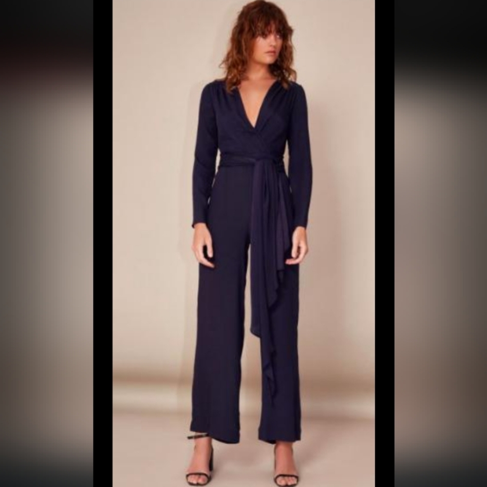 Brand New Missguided Dark Blue Long Sleeve Jumpsuit